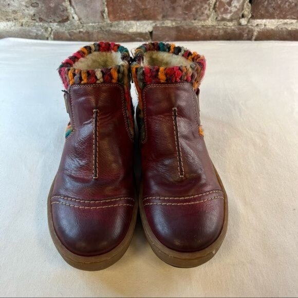Rieker Felicitas 84 Wine Women's Boots Ankle Booties Leather Knit Sz 36 US 5.5 - Picture 4 of 10